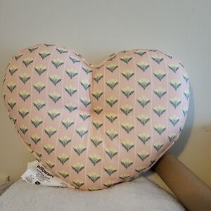 3ct Heart-Shaped Pink Pillow with Floral Pattern